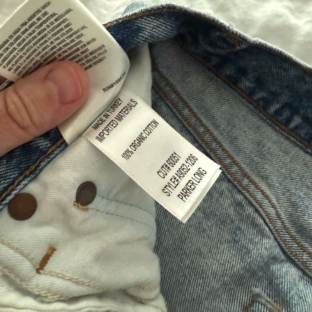 Agolde Parker Long size 24 Distressed Blue Jean Shorts - Picture 3 of 4